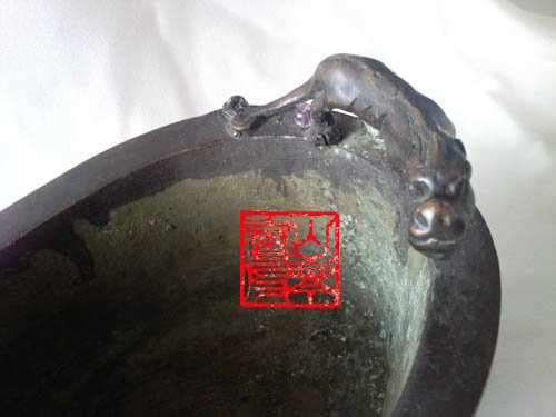 張鳴岐(景泰藍)雙虎耳爐 