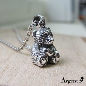 【ARGENT安爵銀飾精品】動物系列「愛心小熊(染黑) 」純銀項鍊
                            (背面可加購刻字)