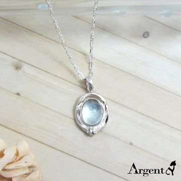 【ARGENT銀飾】天然石系列「波紋寶鏡(海藍寶)」純銀項鍊