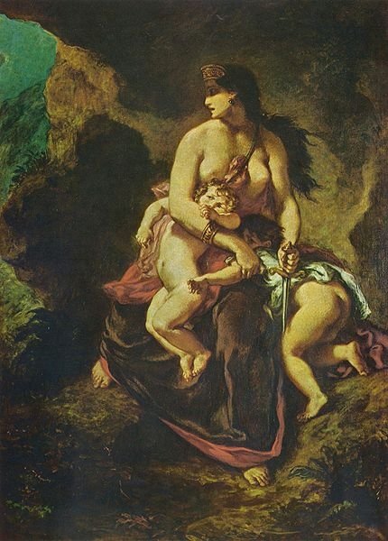 美狄亞殺害兒子Medea (about to murder her children)_歐仁·德拉克羅瓦Eugène Ferdinand Victor Delacroix .jpg