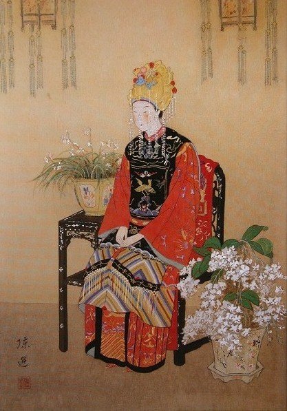 〈芝蘭之香〉創作稿 1932 年  絹‧膠彩，41 x 29 公分_陳進.jpg