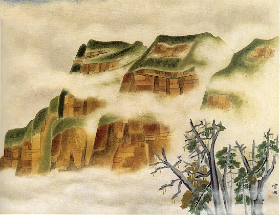 郭雪湖〈塔山 煙雲﹝阿里山﹞ 〉1956 年_紙‧膠彩，73.5 x 96 公分.jpg