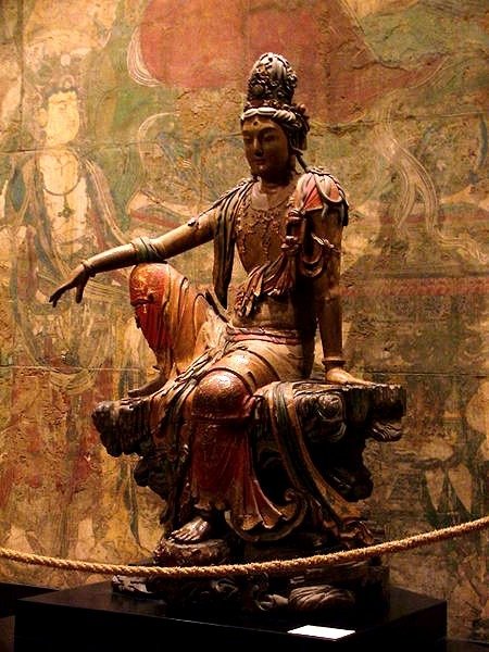 Liao Dynasty - Guan Yin statue來自山西的遼代木雕彩繪水月觀音菩薩像_麗貝卡阿內特Rebecca Arnett，現藏於美國納爾遜藝術博物館.jpg