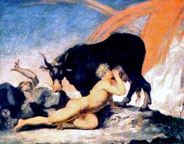 尤彌爾和歐德姆布拉Ymir, the first giant, suckles at the udder of Auðumbla_尼古拉．亞伯拉罕Nicolai Abraham Abildgaard .jpg