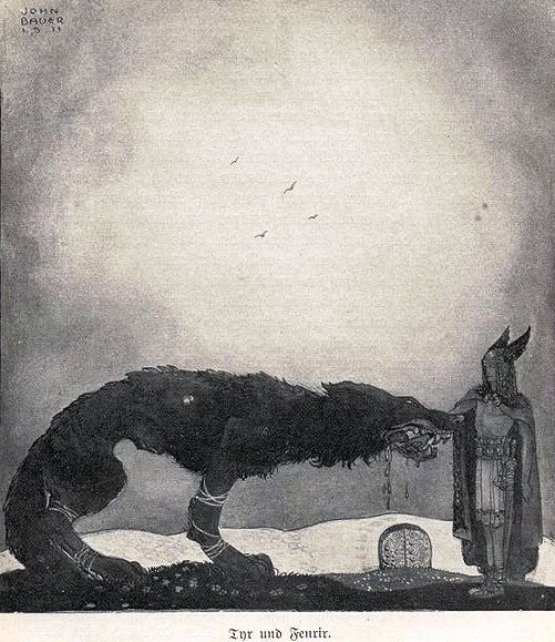 提爾與魔狼芬里爾Tyr and Fenrir_約翰 • 包爾 John Bauer .jpg