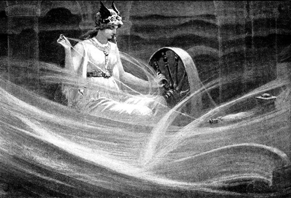 紡雲彩的弗麗嘉 Frigga Spinning the Clouds_約翰．查爾斯．多爾曼John Charles Dollman.jpg