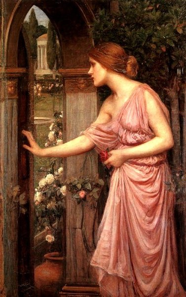 賽姬進入丘比特的花園Psyche Opening the Door into Cupid&apos;s Garden_特豪斯‧約翰‧威廉 John William Waterhouse.jpg