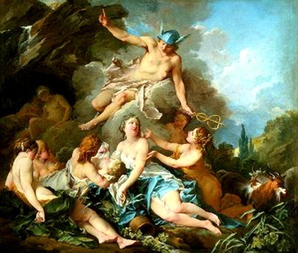 酒神誕生 Mercury Confiding the Infant Bacchus to the Nymphs (La naissance de Bacchus)_布雪 Francois Boucher.jpg