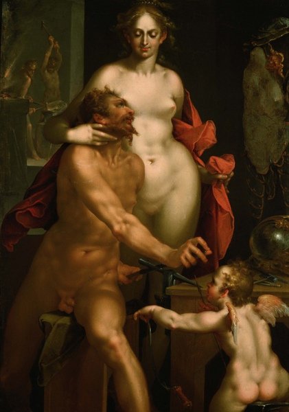 維納斯在伏爾岡的鐵舖Venus in the Blacksmith Shop of Vulcan_巴扥洛米歐斯‧史普蘭格Bartholomäus Spranger.jpg