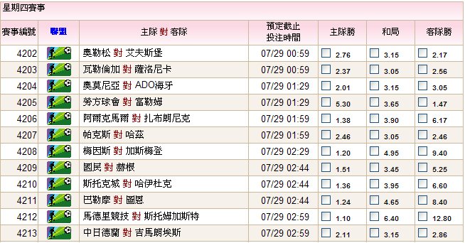 07,29賽事表