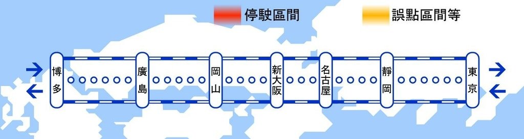 東海道新幹線開往博多車站到東京車站區間的新幹線