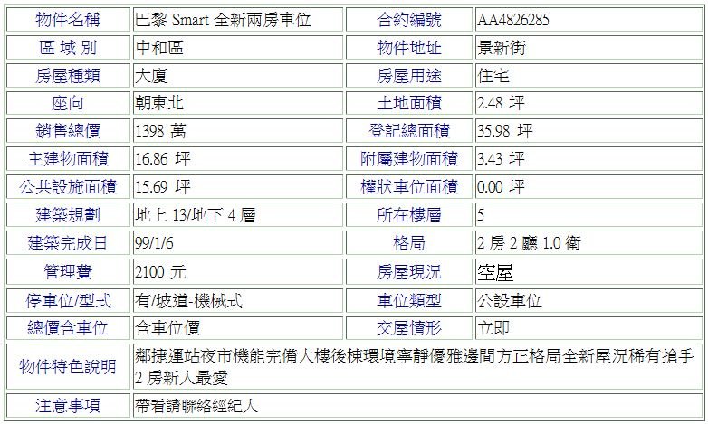 全新兩房車位巴黎Smart