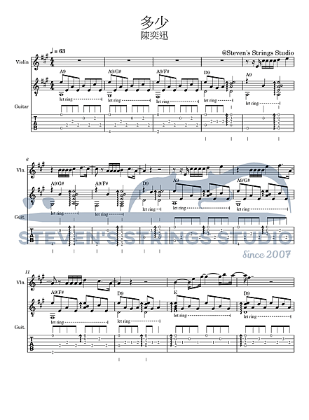 ［小提琴譜 | 吉他譜］多少 - 陳奕迅