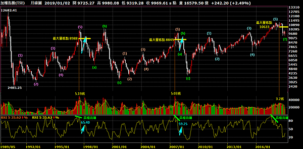 加權指數_月線圖（最大量的月K線的低點被跌破）2019.01.26