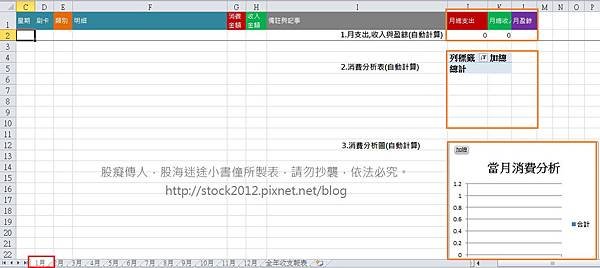 [生活]多功能Excel,電子記帳本,免費下載,APP,持續更新:含全年自動分析消費類別與經濟能力,樞紐分析圖表(推薦,格式,範例,現金流量,被動收入,兼職,股票股利,定存,語法設計)