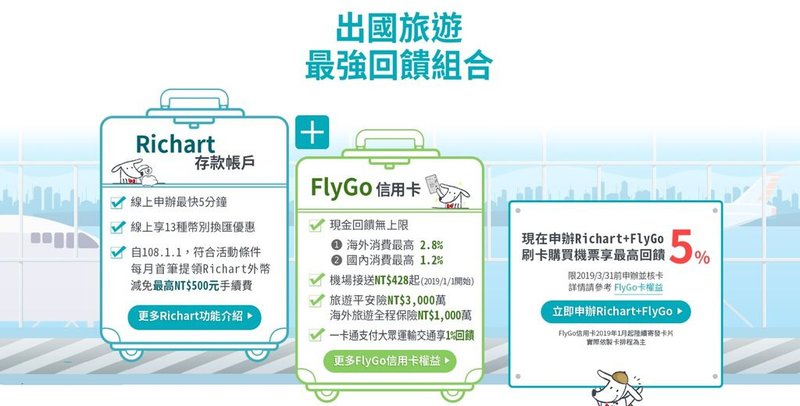 台新銀行 RICHART X FlyGo 飛狗卡 信用卡推薦,2019年海外消費現金回饋最多 (Richart,數位銀行,外幣帳戶,電子票證,一卡通)4