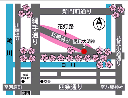 祇園白川通夜櫻地圖