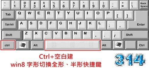 win8 字形切換全形半形快捷鍵