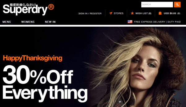 Superdry HappyThanksgiving 30% off Everything