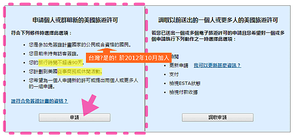 美國ESTA申請步驗一：申請個人或群組新的美國旅遊許可