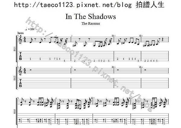 The Rasmus-In The Shadows 吉他譜(GP)