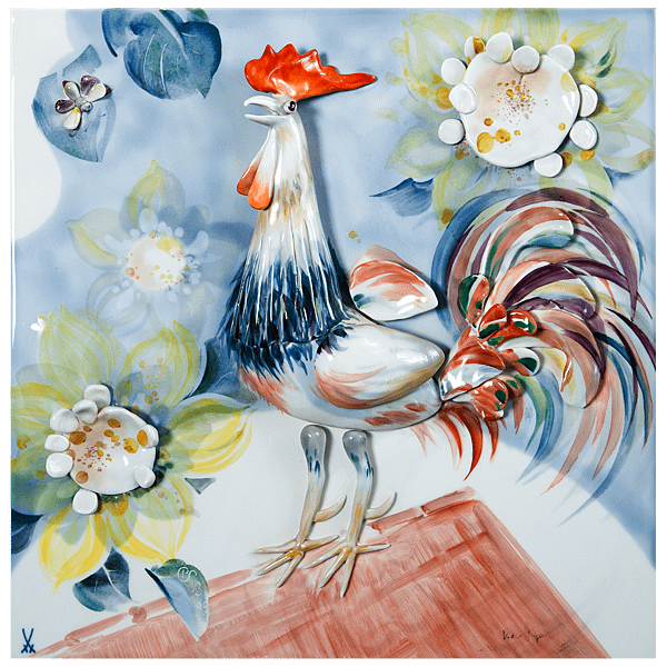 COCK WITH SUMMER FLOWERS - SUMMER_wall painting_meissen.png