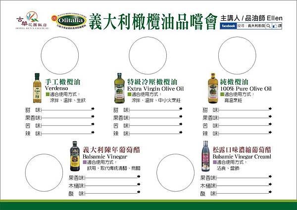 義大利橄欖油品嚐會_品油表格