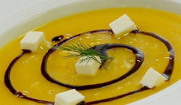 【奧利塔食譜】南瓜乳酪濃湯佐巴薩米可醋 (Quartirolo cheese with cream of pumpkin and balsamic vinegar of Modena P.G.I.)