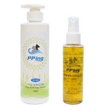 PPing寵物洗毛精330ml+抗菌除臭噴劑120ml組合