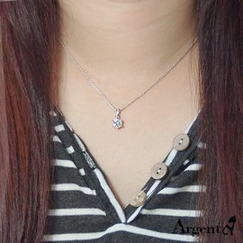 【ARGENT安爵銀飾精品】原創商品-定情單鑽系列「光彩(白鑽)(6M)(6爪)」純銀項鍊