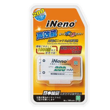 日本技研iNeno艾耐諾9V/200mAh鎳氫充電電池1入