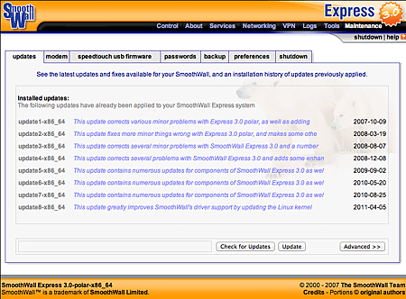 smoothwall express 3.0 SP3 updates