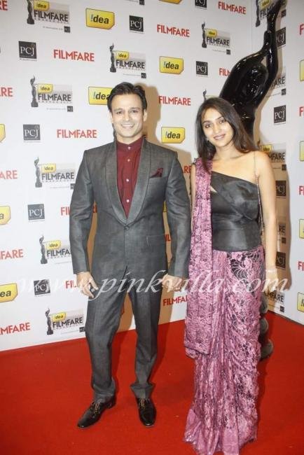 Vivek Oberoi with wife at the 