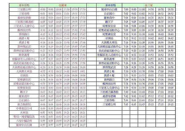 三星免費公車時刻表2011