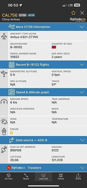 【飛行】240809 :: 中華航空 J :: CI756 