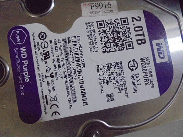 【裝回檔案】WD威騰2TB→3.5吋Purple紫標裸碟是多