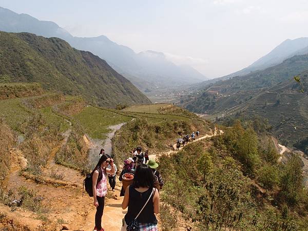 Muong Hoa Valley梯田景觀，春季的自然美景與村莊。