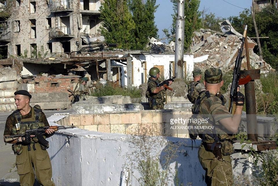 Grozny, 26th August, 2003. A Russian MVD spetsnaz on. patrol..jpg