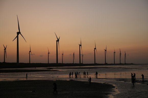 Windmills at Kao Mei wetland