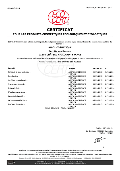 Organic Certificate Ainy