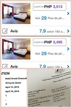 Hotel &amp; visa