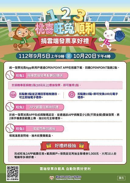 桃園市政府地方稅務局 桃喜旺兔順利 捐雲端發票享好禮
