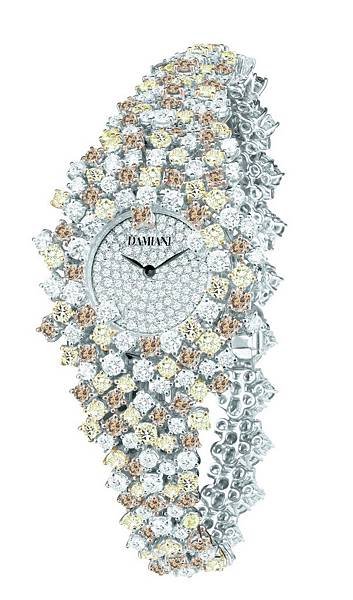 5. DAMIANI Mimosa watch含羞草花朵珠寶腕錶,白、黃鑽相間創造耀眼魅力