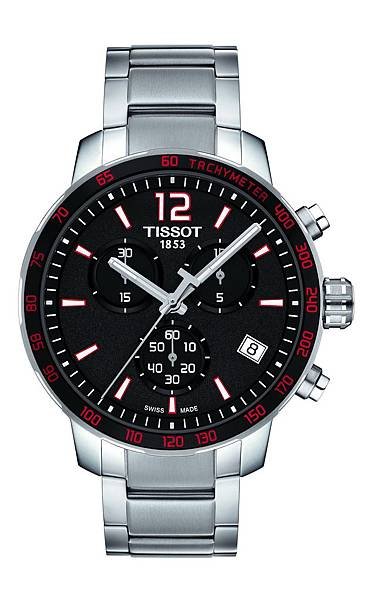 圖1. TISSOT Quickster時捷系列計時腕錶-紅白配色精鋼錶帶