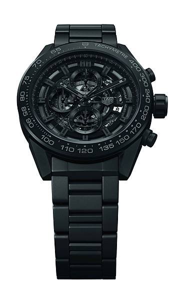 TAG Heuer Carrera HEUER-01 2017新款全黑霧面陶瓷腕錶_白底情境圖