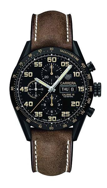 TAG Heuer Carrera Calibre 16星期日曆黑色鈦金屬計時腕錶_CV2A84.FC6394_建議售價NT$172,200
