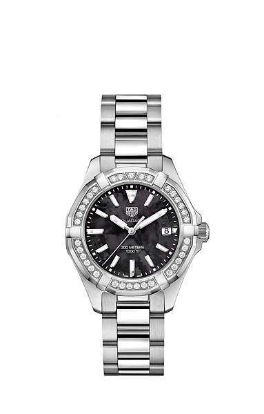 TAG Heuer全新Aquaracer Lady鑲鑽腕錶黑色面盤款，建議售價NT$107,200(Angelababy代言款)