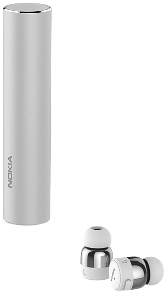 Nokia 真無線藍牙耳機_浩瀚銀_充電盒與耳機.png