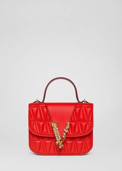 Versace Virtus新春系列限定包款-鮮紅羊皮絎縫V字裝飾肩揹包 $72,000 (1).jpg