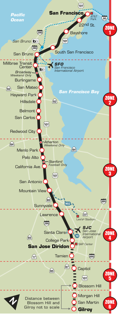 Caltrain Zone Map